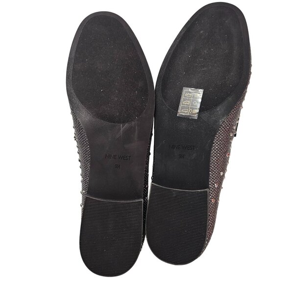 Nine West Westoy Black & Silver Studded Loafers Size 9M - Picture 9 of 12